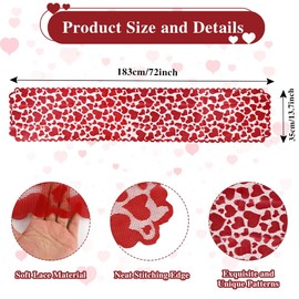 Valentines Day Table Runners Red Table Runner Valentines Day Decorations Romantic Valentine Heart Lace Table Runner for Anniversary Wedding Party Home Kitchen Dining Table Decoration 13 x 72 Inch