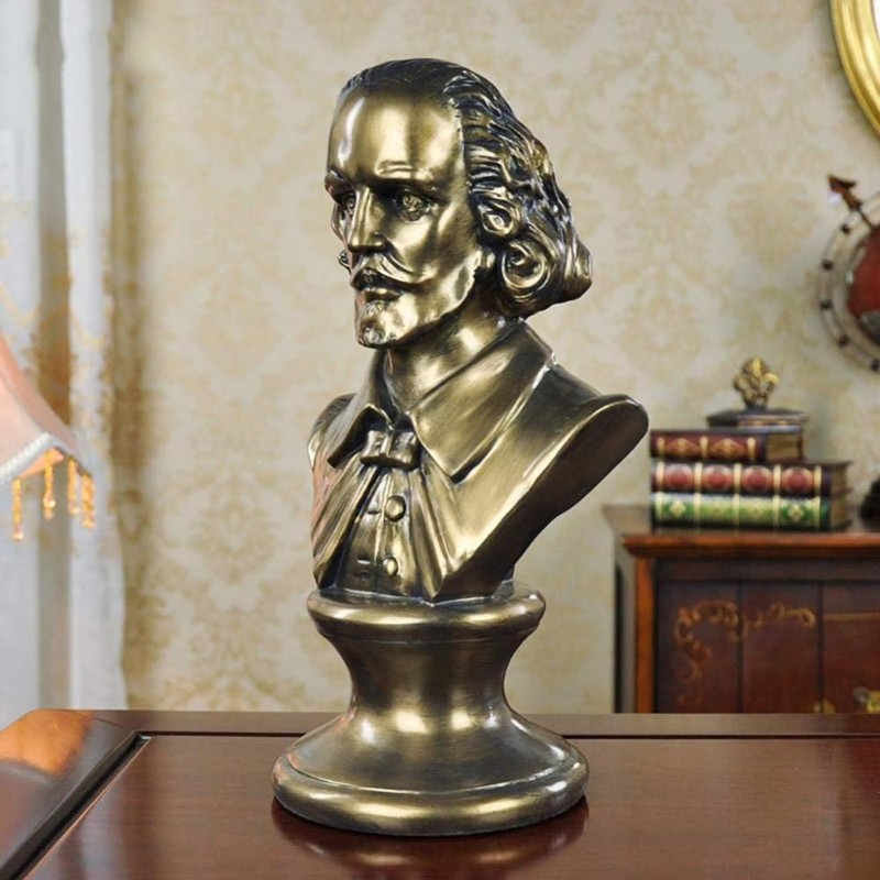 ZKSYLSM Shakespeare Bust Bronze Statue - 12 inches Resin Sculpture