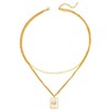 XYWstore Women's Stainless Steel Gold Plated Pendant Necklace, Geometric Square