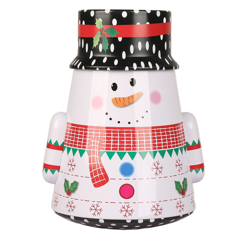 Christmas Candy Iron Box Roly Poly Design Santa Claus Snowman