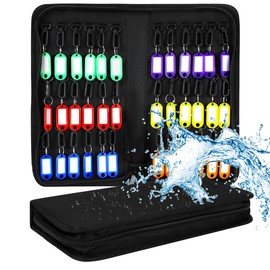 WEWORTH Portable Zippered Key Case,Organizer Waterproof Key Binder with 36 Key Hooks and Tags,Portable Key Storage for Rental Management Real Estate Sales Hotel Executives and Car Service