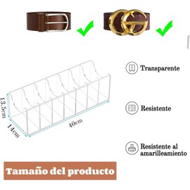 TOPONE Organizador de Cinturones de Acrílico, Caja Almacenamiento de Cinturón de Alta Calidad con 7 Compartimentos y Soporte de Exhibición, Porta Cinturones Transparentes para Closet de Hombre y Mujer