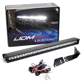 iJDMTOY Invisible 30-Inch LED Light Bar Kit Compatible with 2017-2020 Ford Raptor, (1) 150W High Power Single-Row LED Lightbar, Behind Grille Shutter Mounting Brackets, Relay & On/Off Switch