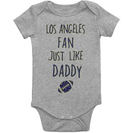 King Mouse Los Angeles Fan Just Like Daddy Baby Onesie | LA Football Infant Shirt (12-18 Months US, White)