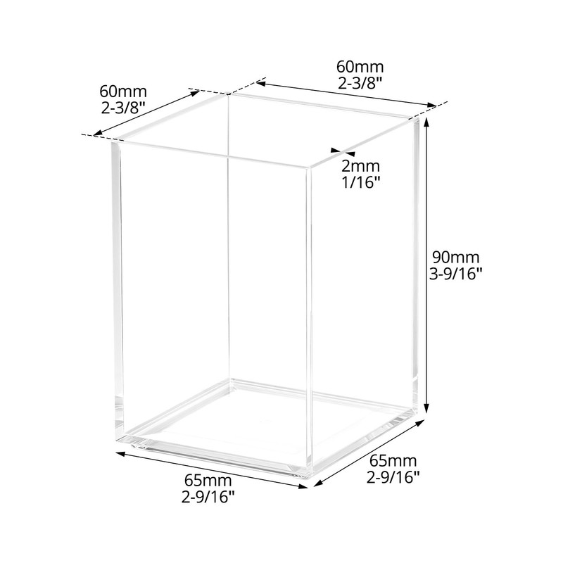 QWORK® Pack of 2 Acrylic Pen Holders, Brush Storage, Transparent