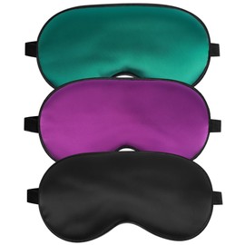 Sleep Mask, Silk Eye Mask for Sleeping with Adjustable Strap, Blindfold Eyeshade for Men & Women, Comfortable & Soft Eye Cover Eyeshade for Night Sleep (Black, Green, Purple)