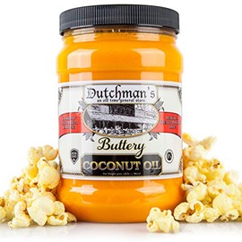 Dutchman's palomitas de maíz aceite de coco | Aceite con sabor a mantequilla, tarro de 30 onzas – Coloreado con beta caroteno natural, hace palomitas de maíz estilo teatro, mejor clasificado, vegano, saludable, sin grasas, sin gluten, fabricado en Estados Unidos