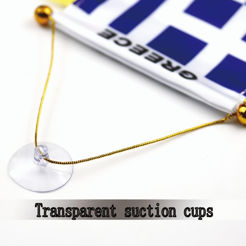 Greece Hanging Flag with Suction Cup 4x6 Inch - Double