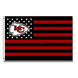 Arbinger Chiefs USA American Flag Kansas City Banner 3x5 Feet with Two Metal Grommets for Garage Man Cave Wall Decoration Durable 150D Polyester Man Cave Decor
