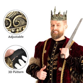 USTOTOP Corona King de espuma real, corona 3D medieval King para cosplay antiguo tocado