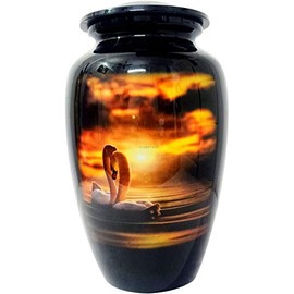 hlc URNS â Lovely Swan Sunset Mating Cremation Urn for Human Ashes - Adult Funeral Urn Handcrafted - Affordable Urn for Ashes (Adult (200 lbs) â 10.5 x 6 â, Lovely Swan Sunset Mating Cremation Urn)