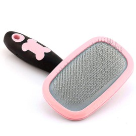 Slicker Brush, PETPAWJOY Dog Brush Gently Cleaning Pin Brush for Shedding Dog Hair Brush for Small Dogs Puppy Yorkie Poodle Rabbits Cats-Large Pink