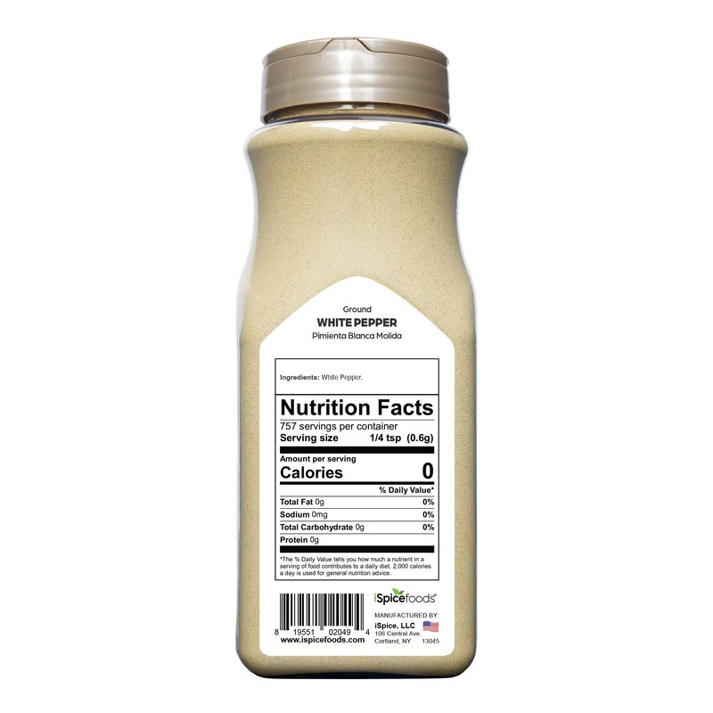 iSpice | White Pepper Ground | 16 oz | Bulk