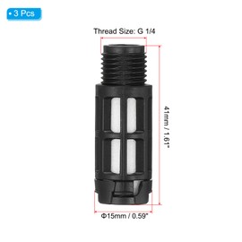 PATIKIL Pneumatic Muffler G 1/4, 3 Pack Plastic Air Compressor Exhaust Muffler Filters Air Solenoid Valve Muffler Fitting for Automation Pneumatic Equipment, Black