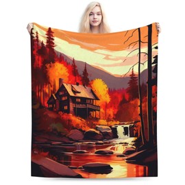 E-RIDES 100x125CM Autumn Forest Blanket, Soft & Cozy for Adults & Kids, Unique Birthday Gift Blanket, Perfect Home Decor Blanket, Ideal for Couch, Bed, Office, Travel, All Seasons