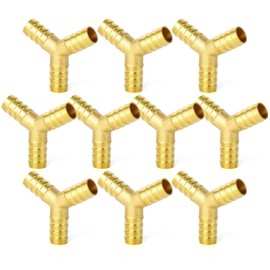 GASHER 10Pcs 4mm Brass Hose Barb, 3-Way Y-Shaped Hose Fitting Intersection/Lquid/Fuel/Air
