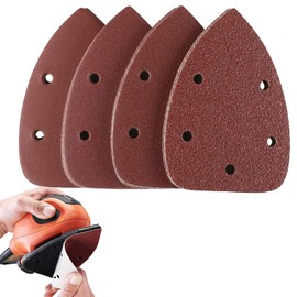 40 Pcs Mouse Detail Sander Pads 5 Holes Triangle Sandpaper 60/80/120/240 Grits Assorted Sanding Pads Electric Sander Sandpaper Hook and Loop for Black and Decker Detail Palm Sander