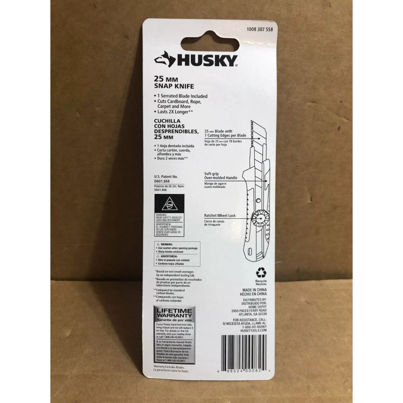 Husky 25mm Snap Knife with Serrated Blade # 1008 307