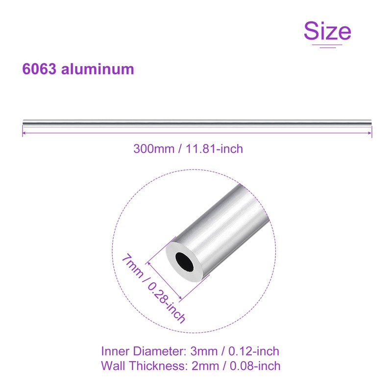 DMiotech 2pcs (Outer Diameter 7mm x Inner Diameter 3mm) 6063