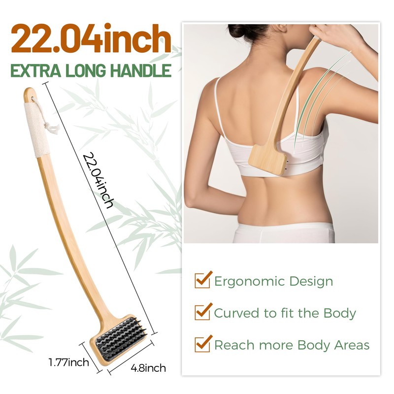 Bamboo Back Scratcher for Men, 22'' Long Handle Wooden Back