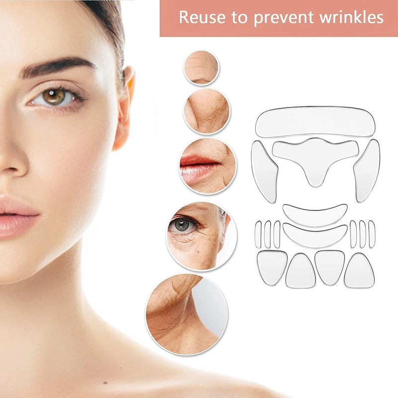 16 PIEZAS Parches de silicona reutilizables para arrugas faciales para
