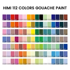 HIMI Gouache Paint Set, 112 Colors x 12g Twin Jelly Cup Design in Carrying Case, Non-Toxic Paint for Canvas and Paper, Perfect for Artists, Student, Opaque Painting (Black)