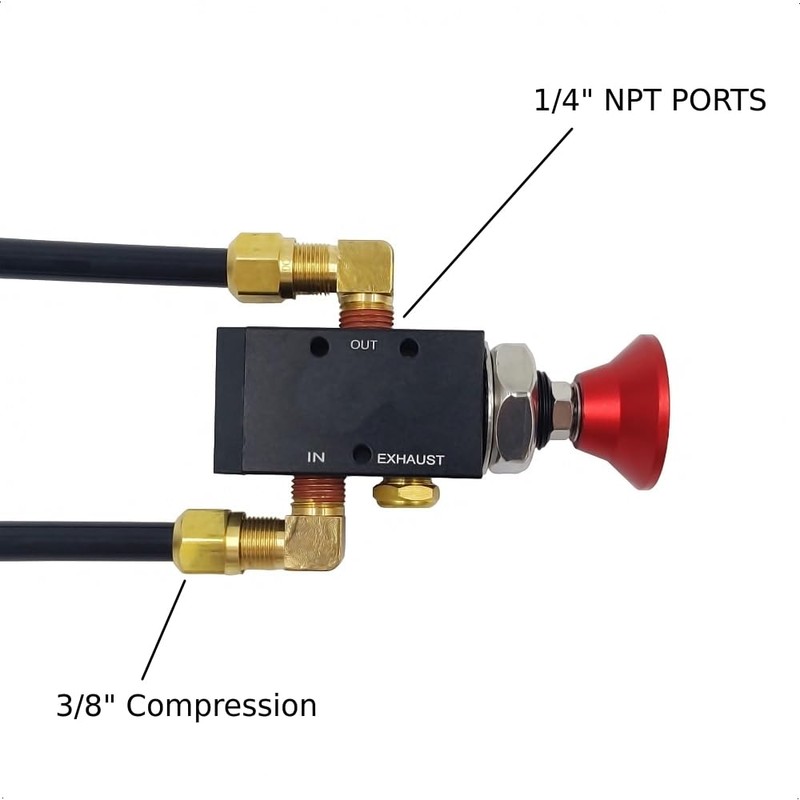 PartLogix 3-Way Three-Way Push/Pull Manual Tailgate Dump Air Valve Kit