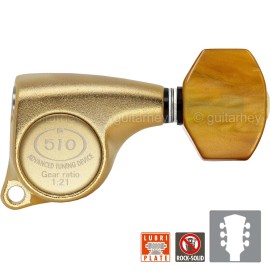 GOTOH NEW Gotoh SGL510Z-P8 L3+R3 Tuners Set 1:21 Gear Ratio AMBER 3x3 - SATIN GOLD