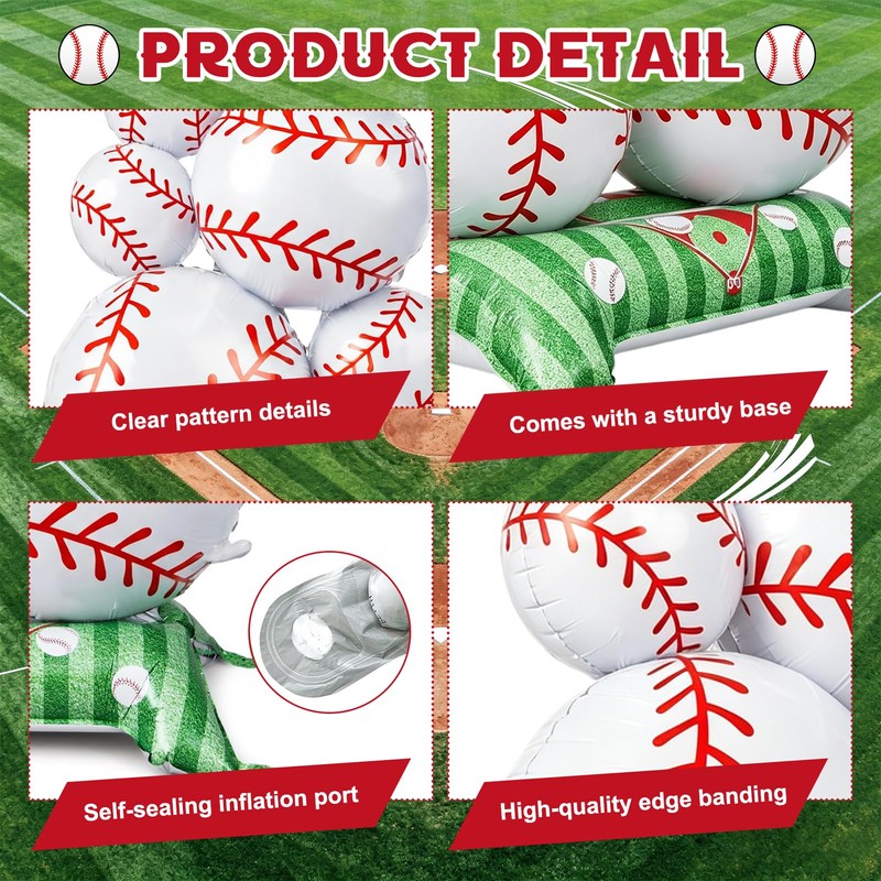2 PCS Giant Baseball Balloons, Self Standing Baseball Party Decorations