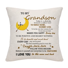 Grandson Gifts from Grandma Grandpa Throw Pillow Cover Pillowcase Cushion Cover Cushion Case for Grandson Thanksgiving Gifts Birthday Gifts (Grandson)