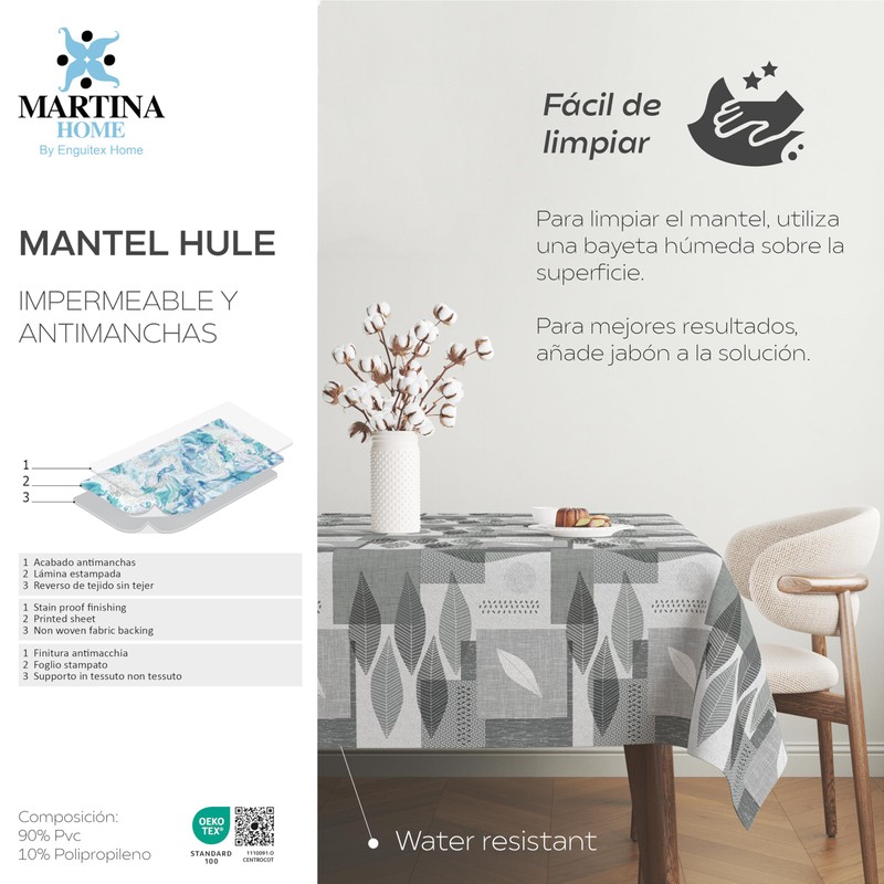 Martina Home Tablecloth Oilcloth Pull Grey 140 Round