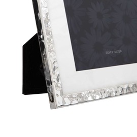 Frametigo Silver Plated Hammered White Mount Photo Frame - Fits Photo Size 4"x6" (10x15cm)