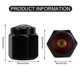 Muishi Dog Bulldog Black Tire Valve Stem Caps, Aluminum Black Stem Tire Valve Caps Universal Stem Covers for Cars, SUVs, Trucks, Bikes, Motorcycles, Bicycles (4 Pack)