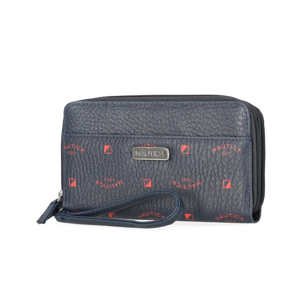 Nautica On The Double Zip Around Vegan Leather Womens RFID