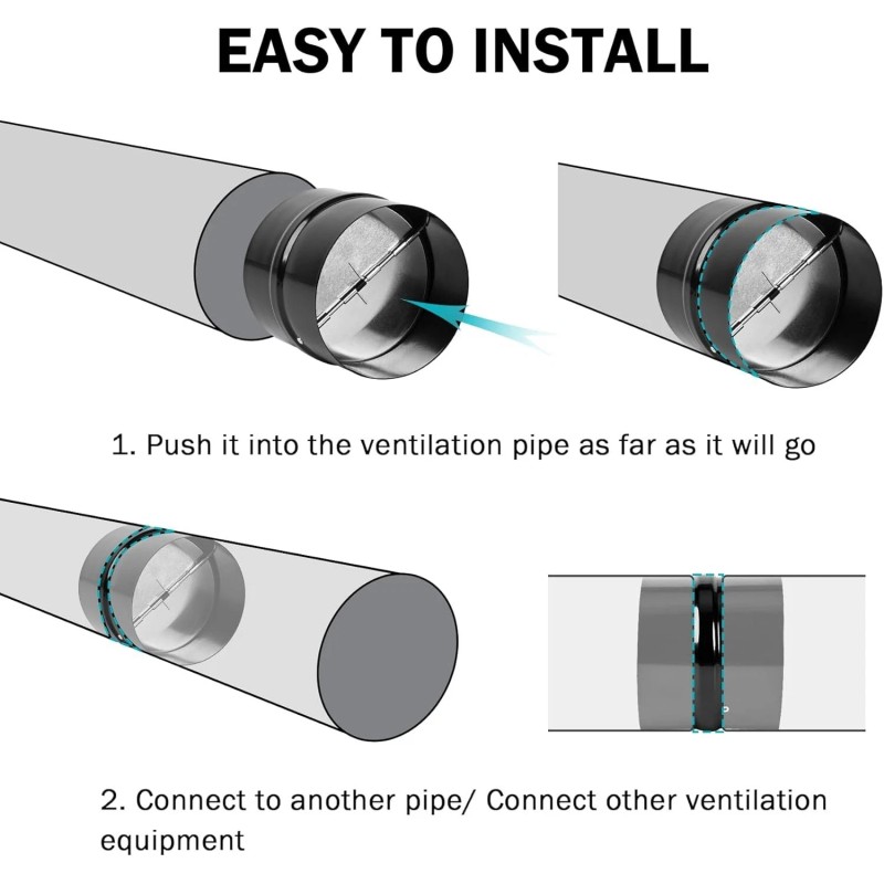JJ Black 6 in Backdraft Damper Insert Backflow Preventer Inline