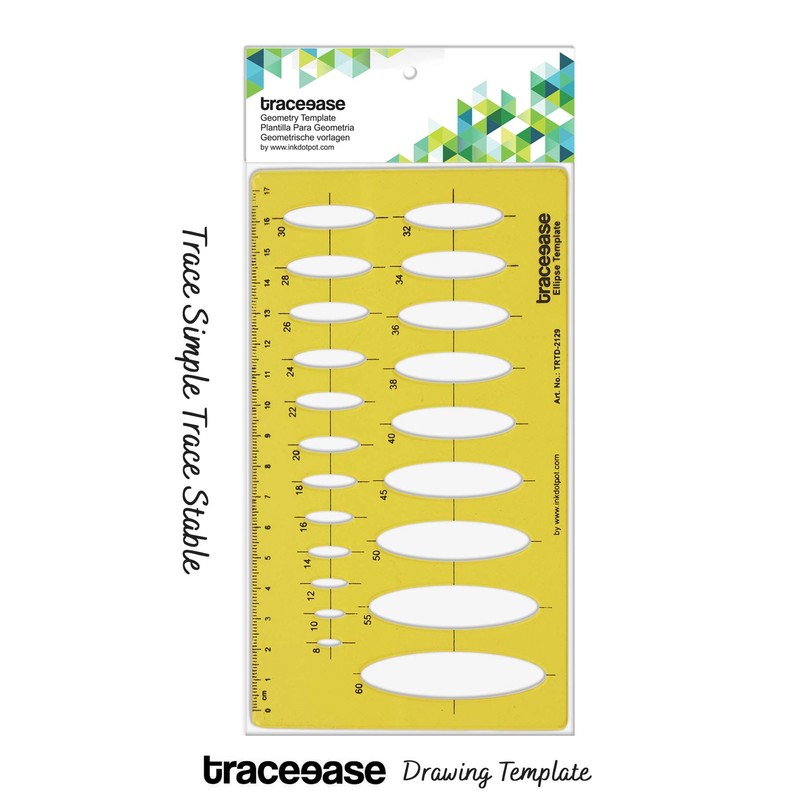 Traceease Geometric Drafting Ellipse Template Drawing Stencil, Designing Template Measuring