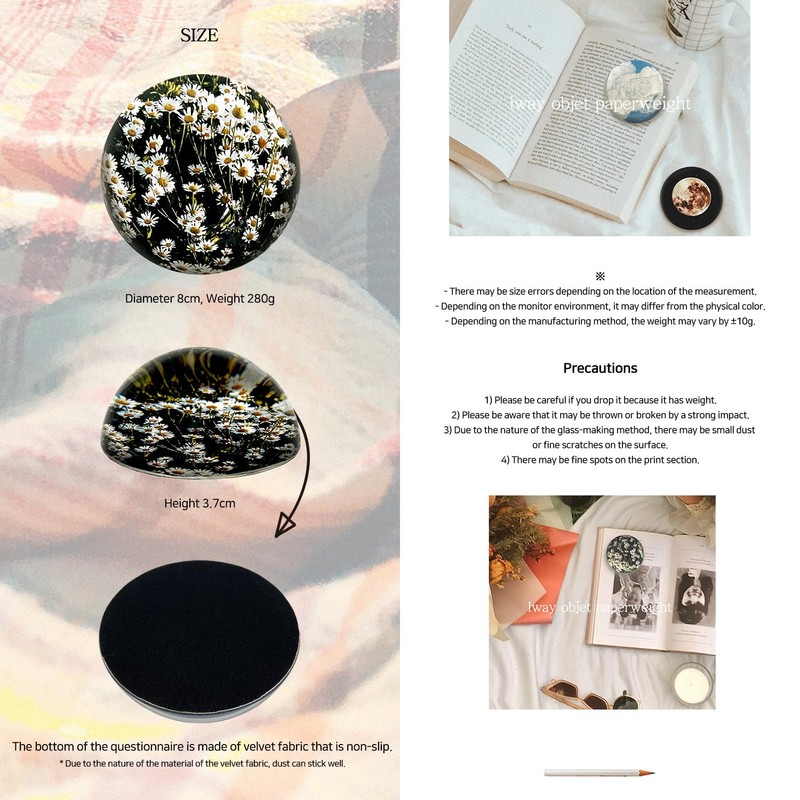 Lway Crystal Dome Glass Paperweight 80 mm (Moon)