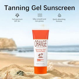 Orange Tanning Gel Sunscreen, Hydrating & Moisturizing Formula Sunscreen, Mineral-Oil Free, Water-Resistant, Travel Size, 3.12 Oz. (2)