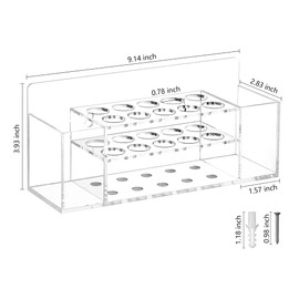 HBlife Acrylic Dry Erase Marker Holder Wall Mount, 10 Slots Whiteboard Marker Holder for Office, School and Home, Marker, Eraser and Whiteboard Cleaner Not Included, Clear