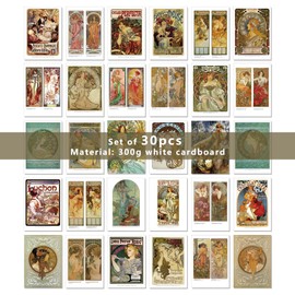 A ART·ZONE Mucha Greeting Cards (30 Cards) 5.6x4 Inches Blank Postcard Set
