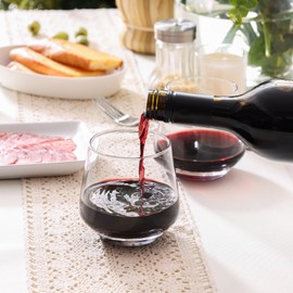 Stemless Wine Glasses Set of 4, 13.5oz Red White Wine Glasses for Daily Use, Hosting, Home Bar, Evening Party, Birthdays, Housewarming Gift, Clear