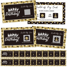 Dunzoom 45 Pcs Happy Birthday Party Game Scratch off Cards Birthday Games Tickets Including 4 Winner 40 Loser 1 Instruction Cards for Adults Birth Party Favors, 4.72 x 2.76 Inches