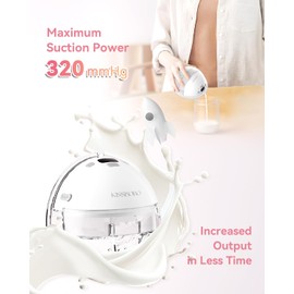KISSBOBO Hands Free Breast Pump, Upgraded Wearable Double with 19 Levels 4 Modes of Strong Suction,Low Noise Pain Free,Electric Breast Pump Portable (White, 2 Pack)