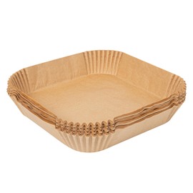 Restaurantware-Pastry Tek 8.1 x 8.1 x 1.8 Inch Air Fryer Liners, 100 Square Air Fryer Baskets - No-Stick Silicone Coating, Unbleached, Food-Grade Paper Liners, For Steamer, Microwave, Oven, Fry Pan