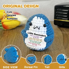 Krinisou Positive Crochet Shark Gifts, Shark Lovers Birthday Gift for Women Men, Emotional Inspirational Motivational Encouragement Support Sea Animals Present