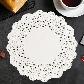 6-1/2" Paper Doilies, Round Lace Doilies Paper, 100Pcs Decorative Paper Placemats Bulk for Wedding Tableware Decoration Party