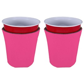 Blank Foam Collapsible Bottom Solo Cup Coolie (2, Pink)