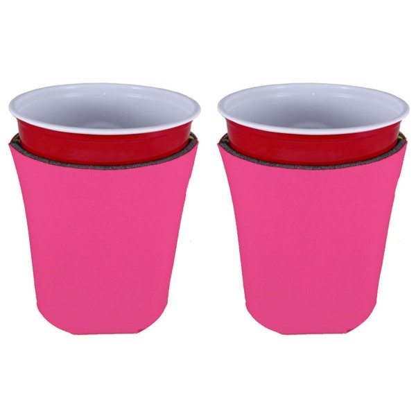 Blank Foam Collapsible Bottom Solo Cup Coolie (2, Pink)
