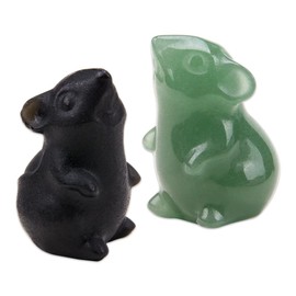 WSDMAVIS 2Pcs Natural Crystal Mouse Figurine Cute Mouse Statues for DIY Office Desk Home and Bookshelf Decor Handcrafted Rat Sculpture Animal Carving 1.4''