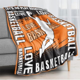 Basketball Blankets for Boys, Basketball Team Player Blankets Present for Girls Boys Kids Women Men, Warm Ultra-Soft Basketball Throw Blankets for Bed Couch Basketball Bedding